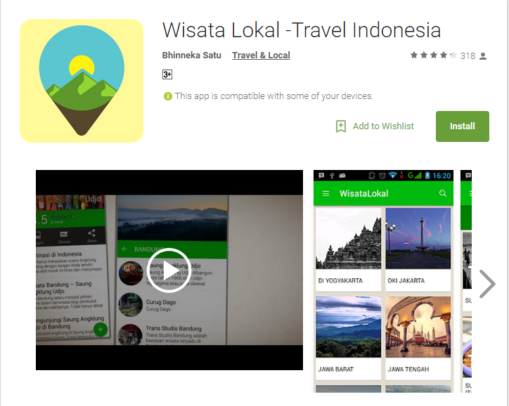 Aplikasi Android Terpopuler - Wisata Lokal