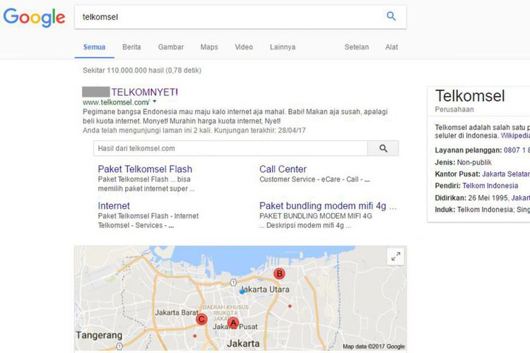 Situs Telkomsel Diretas, Juga Mempengaruhi Tampilan di Search Engine Google